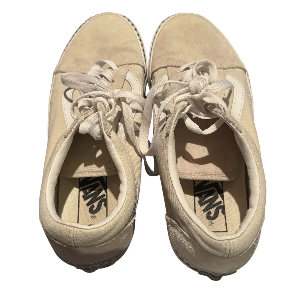 Vans Old Skool Checkerboard Foxing‎ Sneakers Cream Women's 7.5